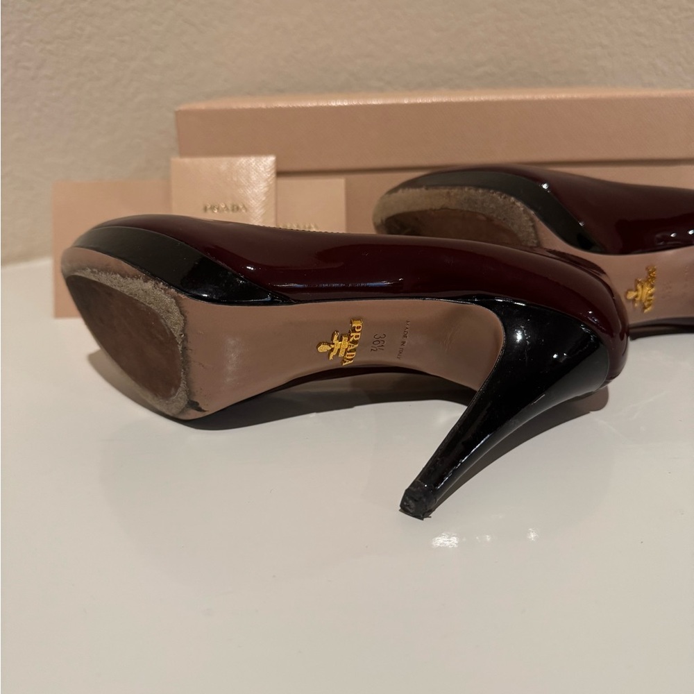 Prada Burgundy Patent Leather Heels - image 5